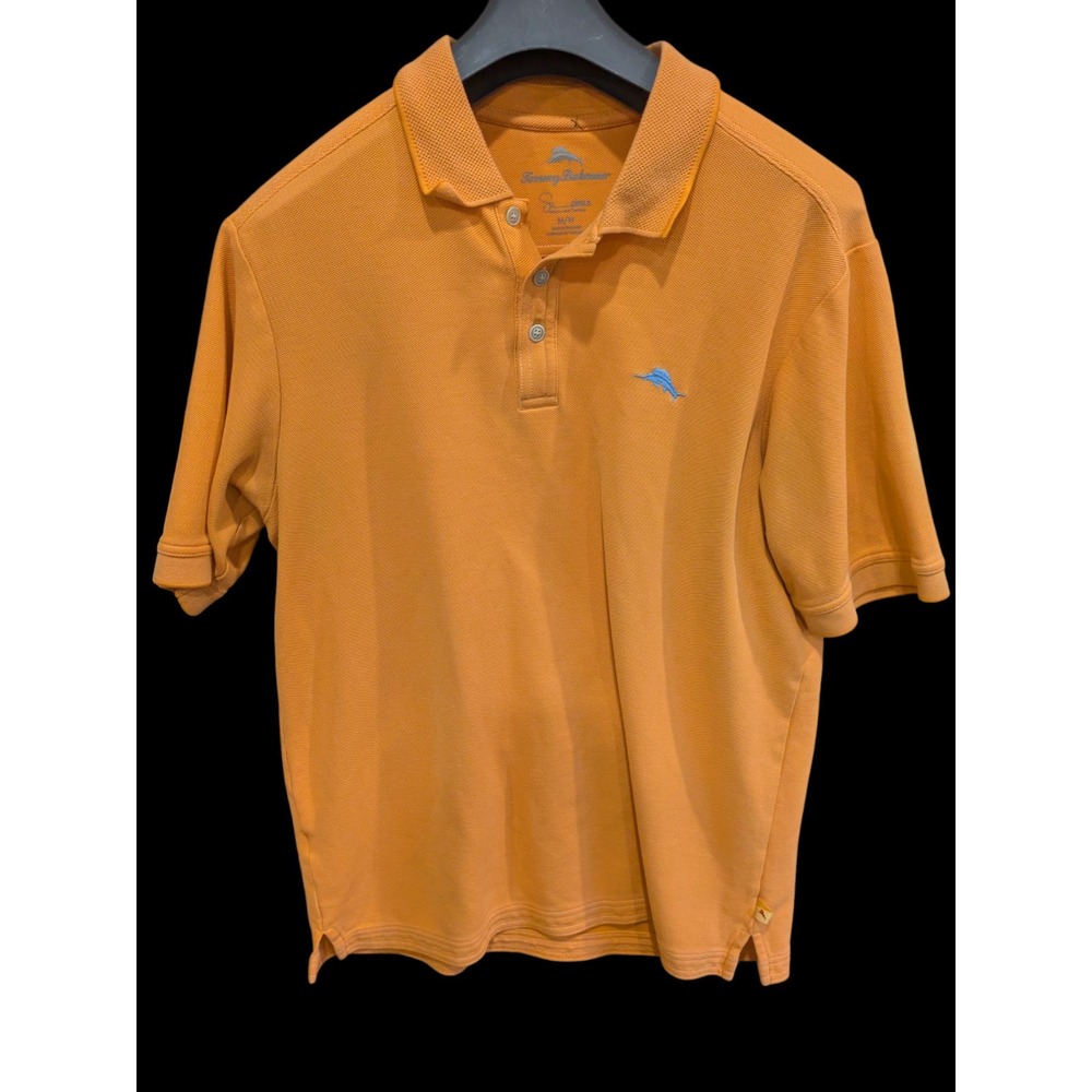 Tommy Bahama Polo Shirt Mens Medium Orange Marlin Casual Short Sleeve